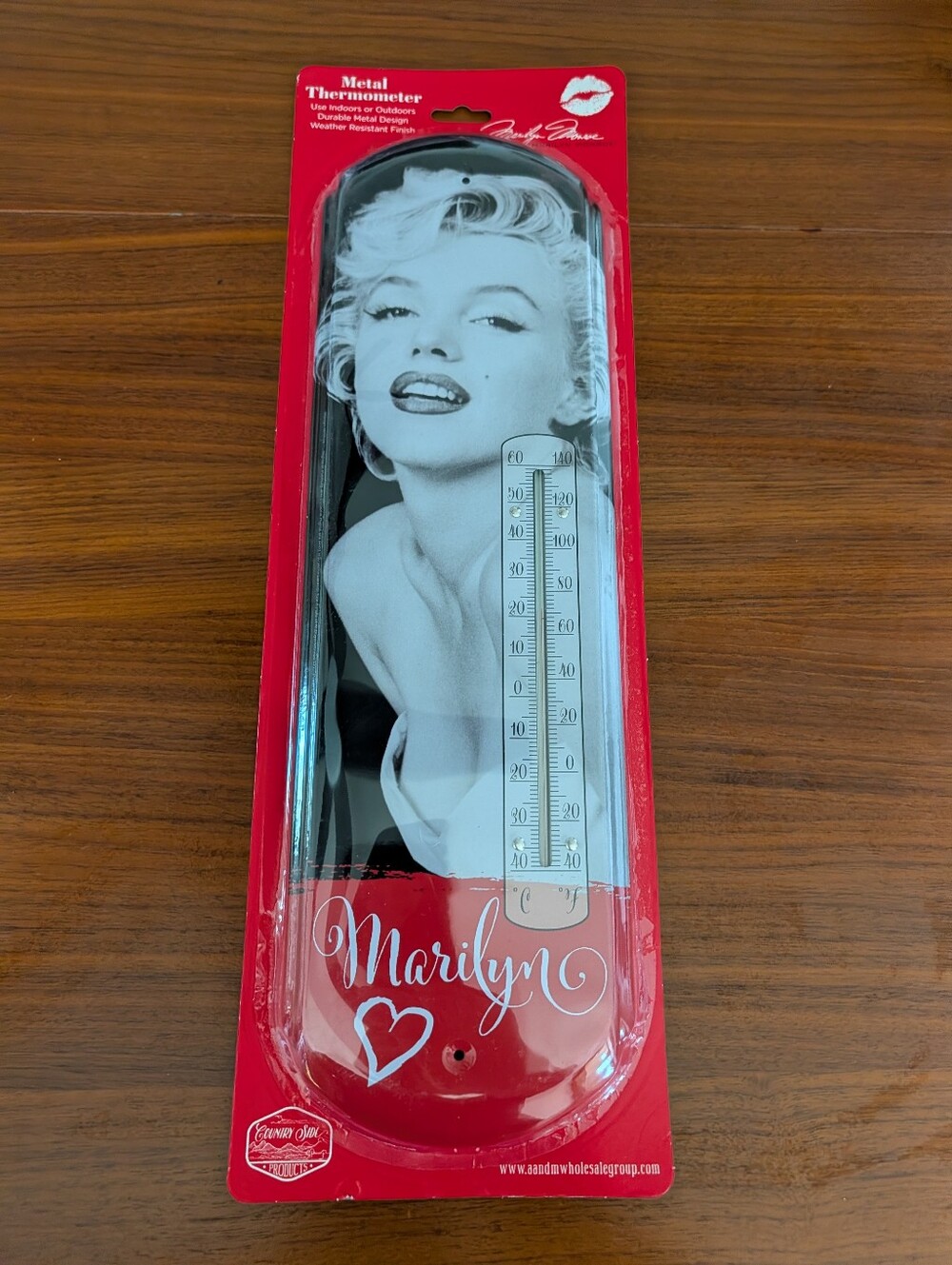 Marilyn Monroe Red & White Metal Thermometer Sign